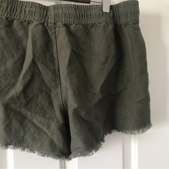Express olive green linen blend drawstring cutoff shorts - Picture 6 of 7